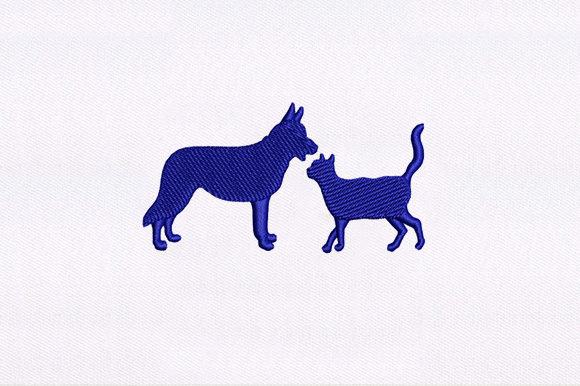 Cat Dog: A Charming Dual-Animal Embroidery Design