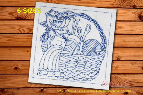 Sewing Basket Redwork